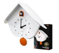 Walplus White Matte Cuckoo Wall Clock With Orange Window And Pendulum Modern Decorative Clock 32.5Cm 12.8 Inch