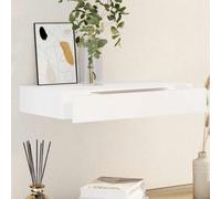 Walplus White Mdf Floating Wall Display Shelf 1 Drawer Book Dvd Storage