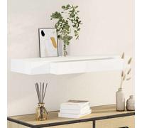 Walplus White Mdf Floating Wall Display Shelf 1 Drawer Book Dvd Storage