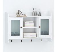 Walplus White Mdf Wall Cabinet Display Shelf Book Dvd Glass Storage