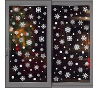 WALPLUS White Snowflake Window Stickers Reusable Christmas Window Clings Double Sided Christmas Window Stickers Removable Xmas Decorations Delicate Lace Snowflakes Christmas Window Decorations 138 PCS