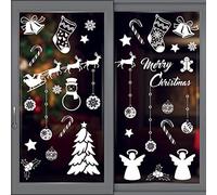 WALPLUS White Snowflake Window Stickers - Reusable Double-Sided Christmas Clings, Removable Xmas Decorations, Winter Wonderland Design, 72 Pieces