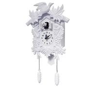 WALPLUS White Vintage Cuckoo Wall Clock 20.2 x 37 cm, Battery Operated Clock with Bird, Pendulum and Chime for Living Room Kitchen Bedroom