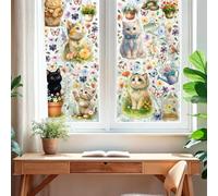 WALPLUS Window Clings - Whiskers in the Garden Double-Sided Decorative Mirrors & Glass Window Stickers, Reusable Easy to Apply & Remove Window Decor, 174 Clings in 9 Sheets (30x20 cm)