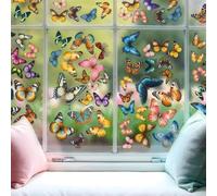 WALPLUS Window Stickers - Season of Wings Butterfly Window Clings, Collection Double-Sided Decorative Clings for Windows Mirrors & Glass Reusable & Easy to Apply 87 Window Decals 9 Sheets (30x20 cm)