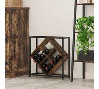 Walplus Wine Rack Smoked Oak 51 X 18 X 52.5 Cm Engineered Wood