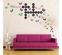 Walplus Word Puzzles Welcome Home Butterflies Mural Art Decals Decoration DIY Living Bedroom Décor Kids Room Gift Removable Self-Adhesive Wall Sticker, Vinyl, Multi-Colour, 170 x 80 cm