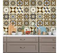 WALPLUS WT1506 - Dark Bronze Tiles Wall Stickers - 15 cm x 15 cm - 24 pcs.
