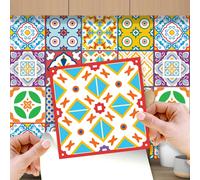 WALPLUS WT1536 - Classic Mediterranean Colourful Mixed Tiles Wall Stickers Set 2 - 15 x 15 cm (6 x 6 inches) - 24 pcs.