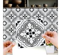 WALPLUS Seamless Antique Floral Tiles Design Wall Stickers 15 cm-24 pcs Peel and Stick Backsplash Tile Paint, Stick on Wall, Tile on Wall, Splashback Kitchen Spring Easter Decoration