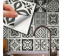 WALPLUS WT1571 - Ethor Dark Grey Mediterranean Wall Tile Sticker Set - 15 x 15 cm (6 x 6 in) - 24 pcs
