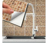 Walplus Triana Marble Brown And Cream Peel And Stick Wall Tiles Sticker - 24Pcs Self Adhesive Stick On Tiles For Kitchen 15X15Cm