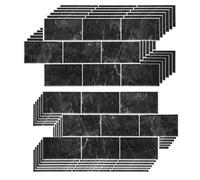 WALPLUS WT1901 - Black Marble Stone Tile Sticker 6 x 12 inches / 15.4 x 30.5 cm - 12pcs in a pack