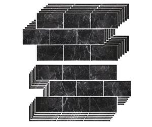 WALPLUS WT1901 - Black Marble Stone Tile Sticker 6 x 12 inches / 15.4 x 30.5 cm - 12pcs in a pack