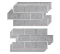 WALPLUS WT1902 - Grey Marble Stone Tile Sticker 6 x 12 inches / 15.4 x 30.5 cm - 12pcs in a pack
