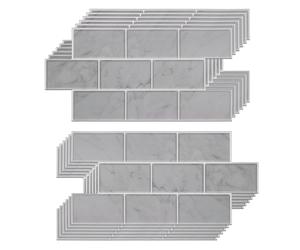 WALPLUS WT1902 - Grey Marble Stone Tile Sticker 6 x 12 inches / 15.4 x 30.5 cm - 12pcs in a pack