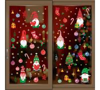 WALPLUS Christmas Window Stickers Clings Xmas Decoration Sale Clearance Reusable Double-Sided Print Decals for Glass Living Room Windows Display Xmas Gnomes and Colourful Baubles 117 Pieces