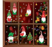 WALPLUS Xmas Gnomes & Snowflakes Window Stickers - 63-Piece Set of Reusable, Double-Sided, Removable Clings for Christmas Décor