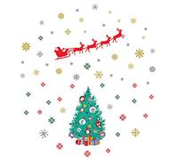 WALPLUS Xmas Wall Stickers - Mixed Christmas Designs - Self-Adhesive, Reusable & Removable Holiday Decorations - Perfect for Walls, Windows, Kids’ Rooms