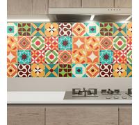 WALPLUS 15cm 24pcs Ziggy Colourful Retro Wall Tile Stickers Peel and Stick Backsplash Self-Adhesive Decals Home Decor DIY Living Room Splashbacks Spring Easter Decoration Tile Paint Stick on Tiles