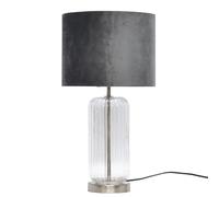 Walpole - Fluted Glass Brushed Chrome 49cm Table Lamp with Grey Shade