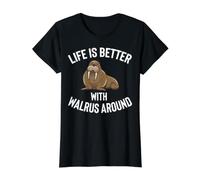 Walrus Apparel - Funny Amazing Walruses Lover Design Value Graphic T-Shirt, Women, Black, L