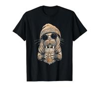 Walrus Beanie and Iced Coffee Value Graphic T-Shirt, Men, Black, S