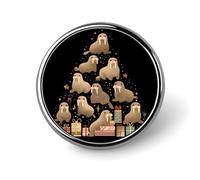 Walrus Christmas Ornament Tree Novelty Metal Badge 1″ Round Brooch Pin Clothes Hat Bag Tie Accessories Decor
