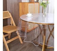 Walrus Clear Round Plastic Tablecloth Protector Waterproof Oil-Proof PVC Table Cloth Stain-Resistant Wipeable Table Cover for Round Table