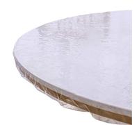 Walrus Clear Round Vinyl Fitted Tablecloth Waterproof Oilcloth Heavy Duty Elasticized Table Cover Elastic Edge Design Plastic Tablecloth Protector for Round Table