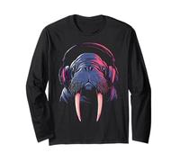 Walrus Gaming Music Headphones Retro Cool Long Sleeve T-Shirt