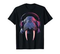 Walrus Gaming Music Headphones Retro Cool T-Shirt
