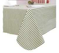 Walrus Heavy Duty Vinyl Tablecloth with Flannel Backing Waterproof Oil-Proof Plastic Table Cloth Stain-Resistant Wipeable Rectangle or Square Table Cover for Indoor and Outdoor (Stripe, 60X84 Inch)