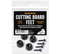 WALRUS Oil - Cutting Board Feet, Reinforced with Built-in Metal Washers, Rubber Bumper Protectors with Stainless Screws (Black 1/2") 4-Pack