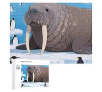 Walrus on Arctic Ice Jigsaw Puzzle 500 PCS Challenging Fun Puzzles Wooden Jigsaw Puzzles for Adults Families
