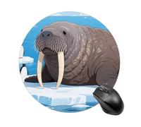 Walrus on Arctic Ice Mouse Pad Round Mouse Mat Leather Non-Slip Rubber Base Mousepad Waterproof Computer Mouses Pad for Laptop Wireless Mouses Keyboard Home Office