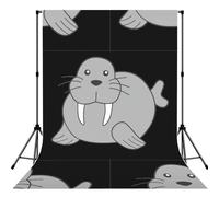 Walrus Printed Photography Backdrop, Wrinkle Resistant Polyester Cloth, Portrait Studio Video Drapes