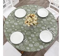 Walrus Round Vinyl Fitted Tablecloth with Flannel Backing Elastic Edge Design Table Cover Waterproof Oil-Proof PVC Table Cloth Stain-Resistant Best for 32"-36" Round