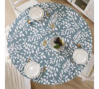 Walrus Round Vinyl Fitted Tablecloth with Flannel Backing Elastic Edge Design Table Cover Waterproof Oil-Proof PVC Table Cloth Stain-Resistant Best for 37"-44" Round