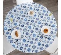 Walrus Round Vinyl Fitted Tablecloth with Flannel Backing Elastic Edge Design Table Cover Waterproof Oil-Proof PVC Table Cloth Stain-Resistant Best for 37"-44" Round