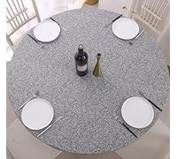 Walrus Round Vinyl Fitted Tablecloth with Flannel Backing Elastic Edge Design Table Cover Waterproof Oil-Proof PVC Table Cloth Stain-Resistant Best for 32"-36" Round