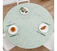 Walrus Round Vinyl Fitted Tablecloth with Flannel Backing Elastic Edge Design Table Cover Waterproof Oil-Proof PVC Table Cloth Stain-Resistant Best for 45"-56" Round