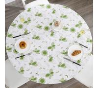 Walrus Round Vinyl Fitted Tablecloth with Flannel Backing Elastic Edge Design Table Cover Waterproof Oil-Proof PVC Table Cloth Stain-Resistant Best for 57"-66" Round