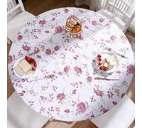 Walrus Round Vinyl Fitted Tablecloth with Flannel Backing Elastic Edge Design Table Cover Waterproof Oil-Proof PVC Table Cloth Stain-Resistant Best for 37"-44" Round
