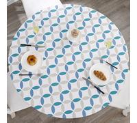 Walrus Round Vinyl Fitted Tablecloth with Flannel Backing Elastic Edge Design Table Cover Waterproof Oil-Proof PVC Table Cloth Stain-Resistant Best for 37"-44" Round