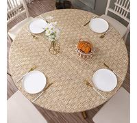 Walrus Round Vinyl Fitted Tablecloth with Flannel Backing Elastic Edge Design Table Cover Waterproof Oil-Proof PVC Table Cloth Stain-Resistant Best for 37"-44" Round