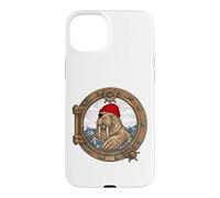 Walrus Sailor Retro Traditional Tattoo Ocean Porthole Case for iPhone 15 Plus