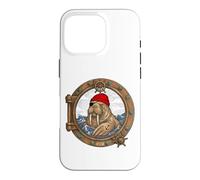 Walrus Sailor Retro Traditional Tattoo Ocean Porthole Case for iPhone 16 Pro