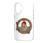 Walrus Sailor Retro Traditional Tattoo Ocean Porthole Case for iPhone 17