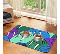 Walrus,Waterproof Pet Feeding Mat,PU Leather Placemats for Cat Dog Water Bowl,Food Mats,30x45cm